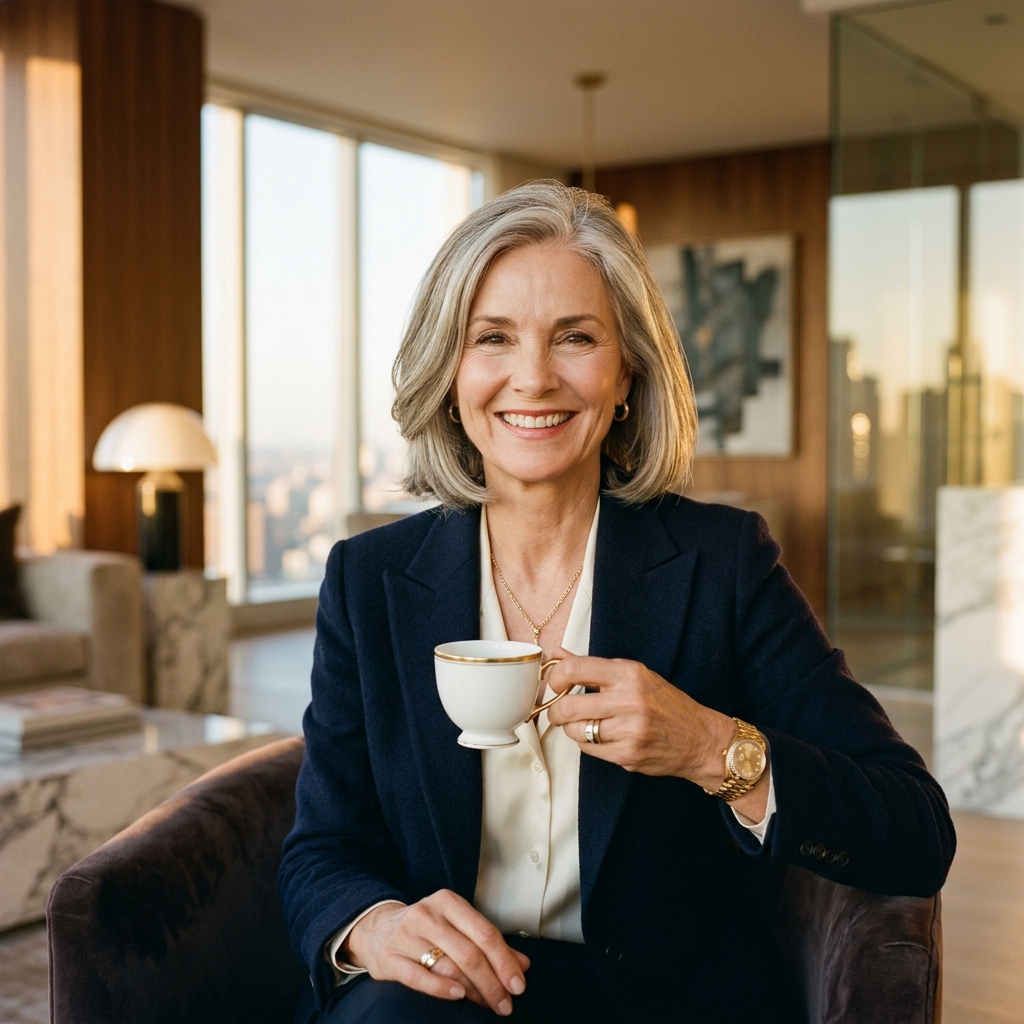 Zadowolona klientka ciesząca się filiżanką świeżo palonej kawy - widok 3