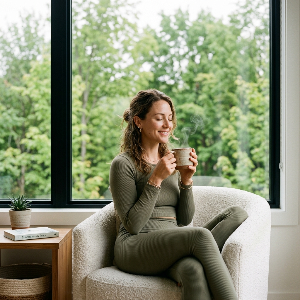 Zadowolona klientka ciesząca się filiżanką świeżo palonej kawy - widok 4